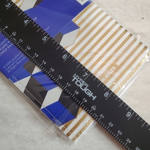 Jonathan Adler Travel Journal Blue Gold Metallic Geometric Vegan Leather New‎ - Picture 6 of 7